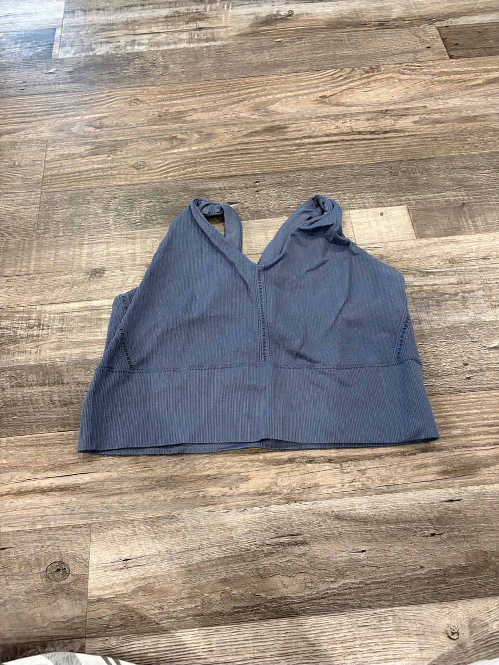 all in motion Blue Ribbed V-Neck Crop Camisole